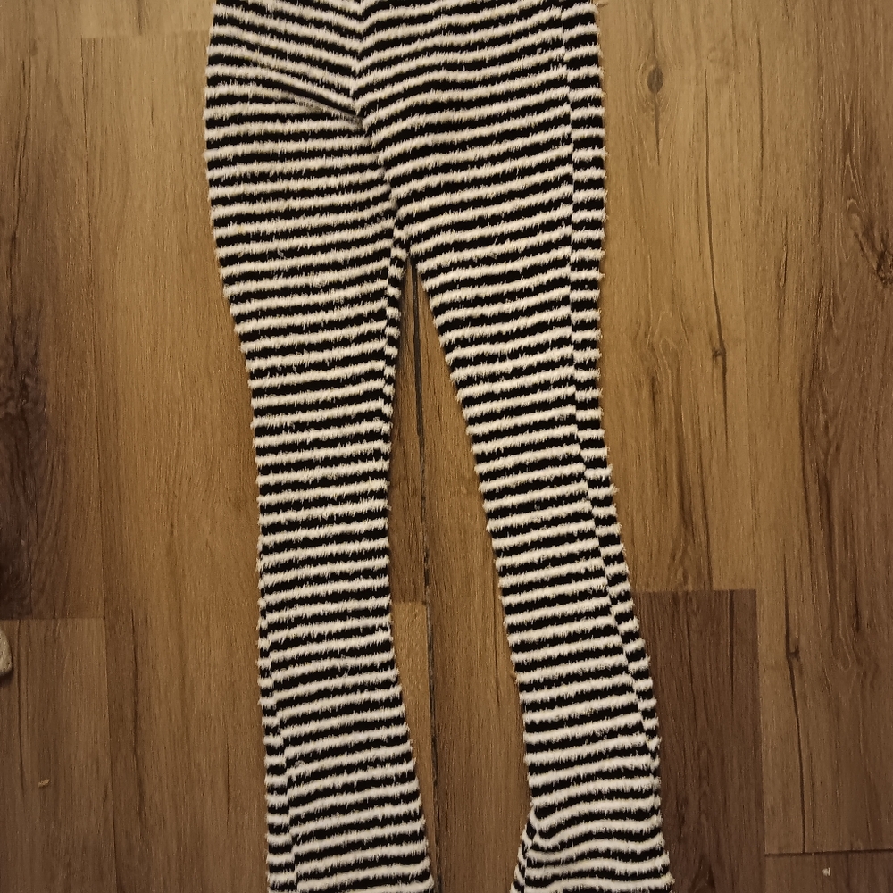 Striped Black and White Straight Leg Pants